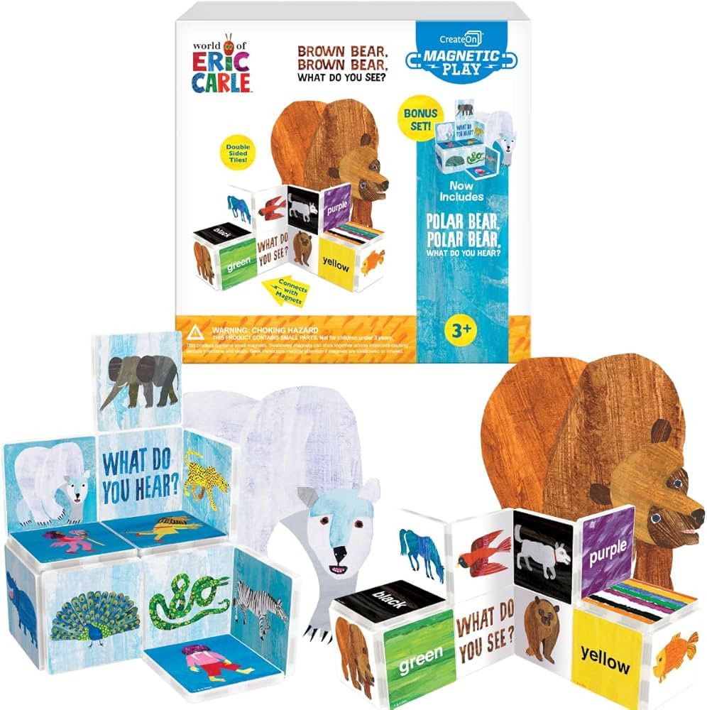 CreateOn Eric Carle Brown Bear with Polar Bear Bonus Set Magnetic Tiles, Building Set for Kids, M... | Amazon (US)
