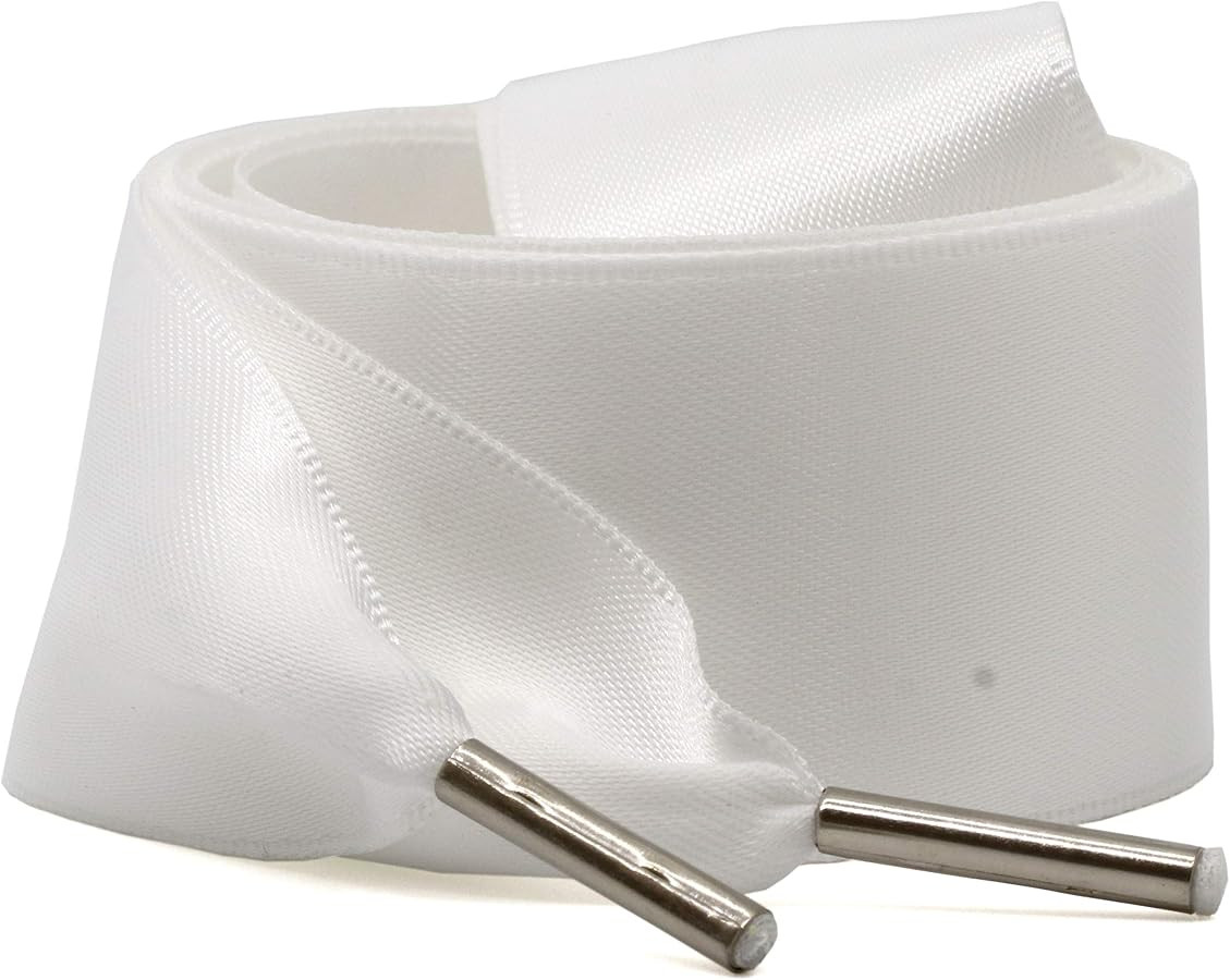 Satin Ribbon Shoe Laces: 3CM Wide Flat Silk Shoelaces with Metal Tips | Amazon (US)