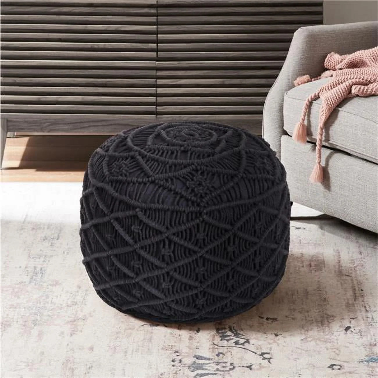 Posh Living LPF413-21BK-UE Posh Living Carlie Pouf, Black - Walmart.com | Walmart (US)