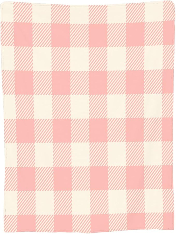 Throw Blanket 50x60 Inch,Gingham Pink Plaid Pastel Flannel Soft Cozy Fluffy Throw Blankets and Wa... | Amazon (US)