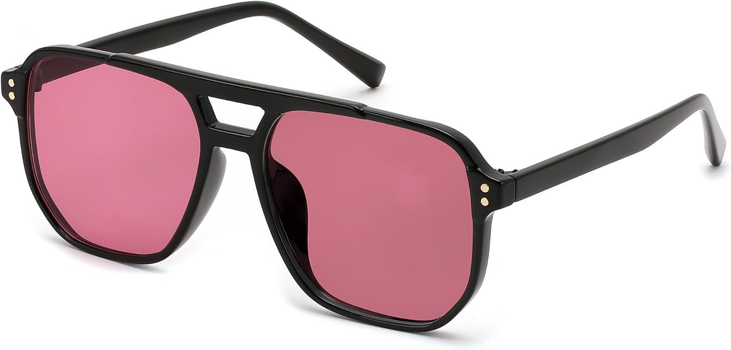 FEISEDY Retro Square Aviator Sunglasses Women Men 70s Vintage Trendy Plastic Frame Sun Glasses B2835 | Amazon (US)