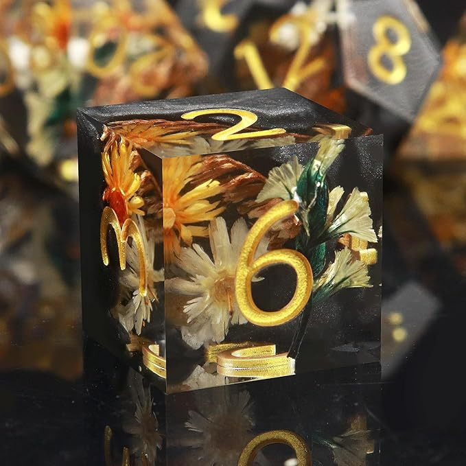 Haxtec DND Dice Set Sharp Edge Resin Dice Set with Dice Case, Flower D and D Dice, Polyhedral D&D... | Amazon (US)