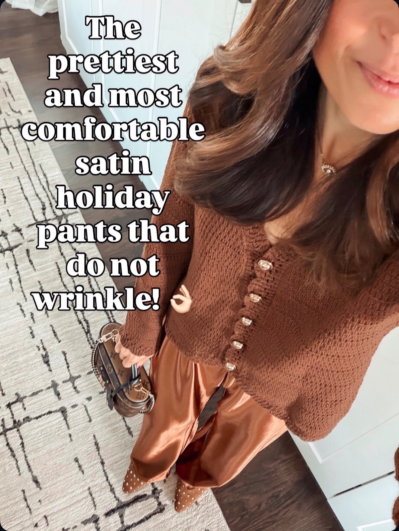 The prettiest satin holiday pants that do NOT wrinkle 🙌🏼 Wearing size small. So comfy and perfect with a cozy knit.


Follow my LTK @mrscasual on the @shop.LTK app to view this post and get my exclusive app-only content!

#LTKSeasonal #LTKHoliday #LTKFindsUnder50