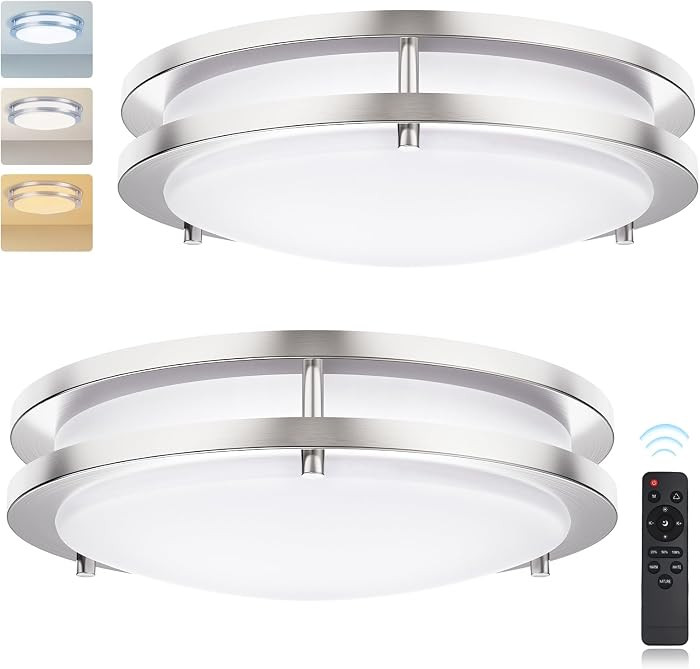 LED Ceiling Light with Remote 2 Pack 13 Inch Flush Mount Ceiling Light Fixture, 24W 3000K-6000K A... | Amazon (US)