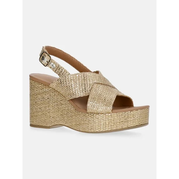 Time and Tru Women's Crossband Wedge Sandal | Walmart (US)