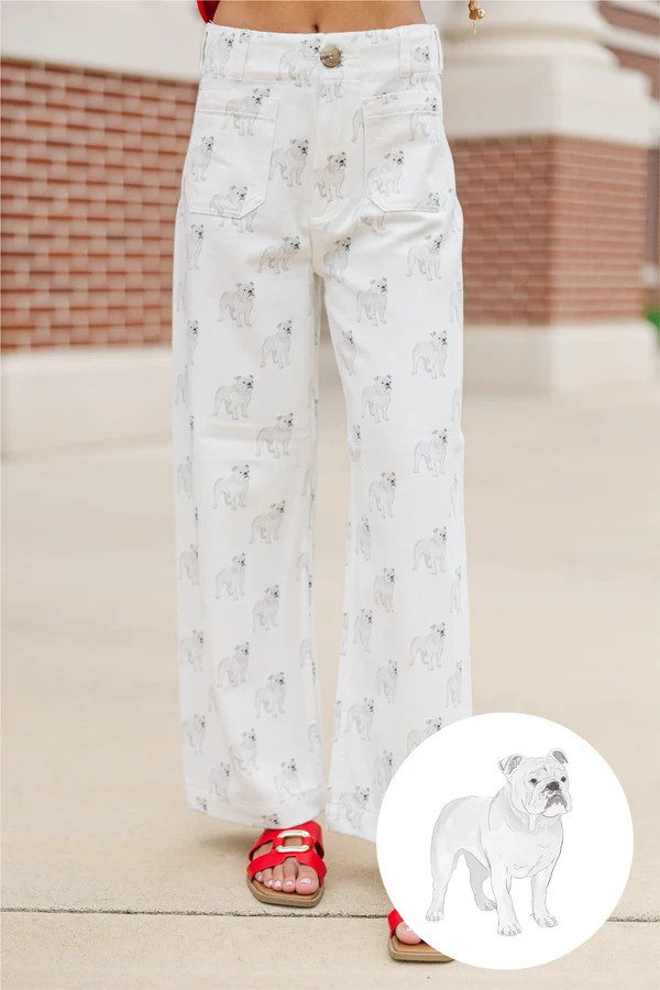 Big Dreams Cream Bulldogs Wide Leg Jeans | The Mint Julep Boutique