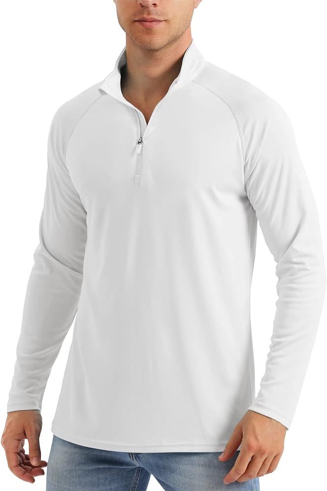 MAGCOMSEN Men's Long Sleeve Sun Shirts UPF 50+ Tees 1/4 Zip Up Fishing Running Rash Guard T-Shirts Outdoor Shirt | Amazon (US)