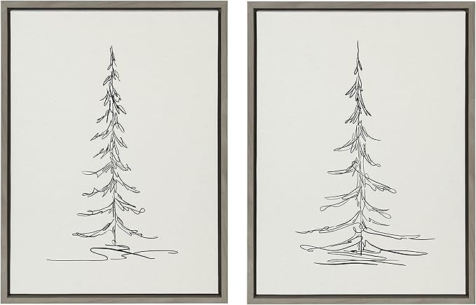 Kate and Laurel Sylvie Minimalist Evergreen Trees Sketch 1 and Minimalist Evergreen Trees Sketch ... | Amazon (US)