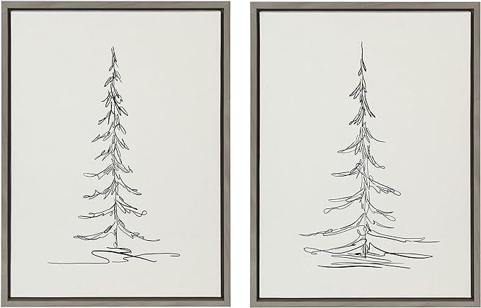 Kate and Laurel Sylvie Minimalist Evergreen Trees Sketch 1 and Minimalist Evergreen Trees Sketch ... | Amazon (US)