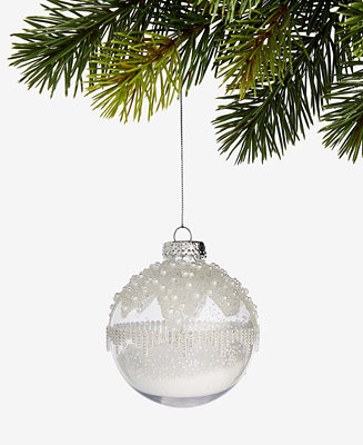 Holiday Lane Iced Delight Silver Ball Ornament, Macy's Exclusive  - Macy's | Macy's