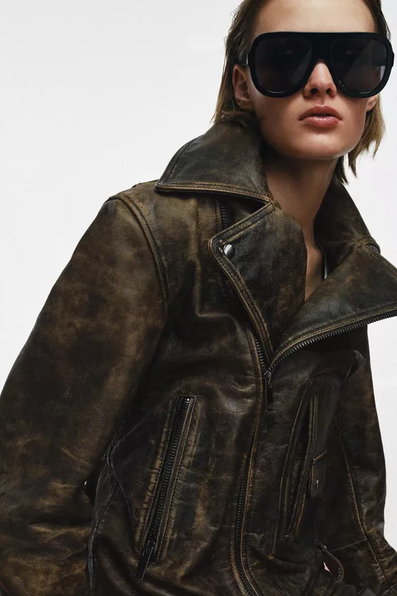100% LEATHER BIKER JACKET ZW COLLECTION LIMITED EDITION | Zara US