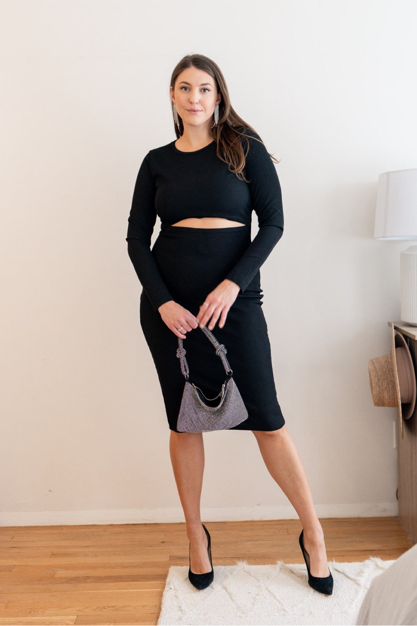 Las Vegas outfit idea black long sleeve dress with cut out 

#blackdress #longsleevedress #amazondress #vegasoutfits 

#LTKU #LTKFind