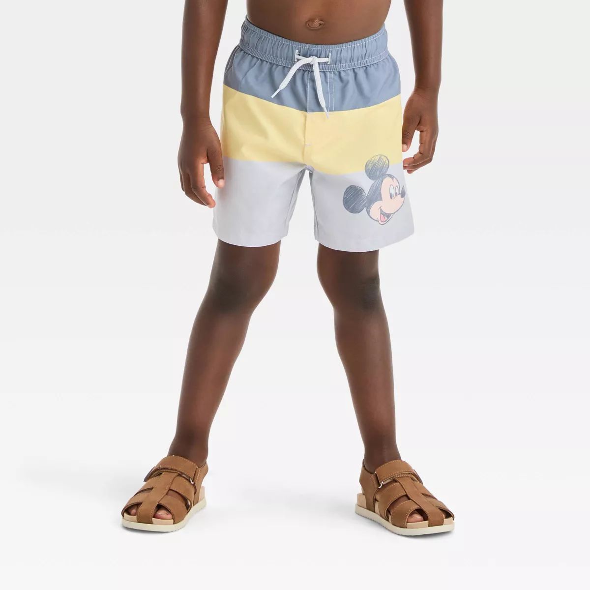 Toddler Boys' Disney Mickey Mouse Colorblock Swim Shorts - Gray | Target