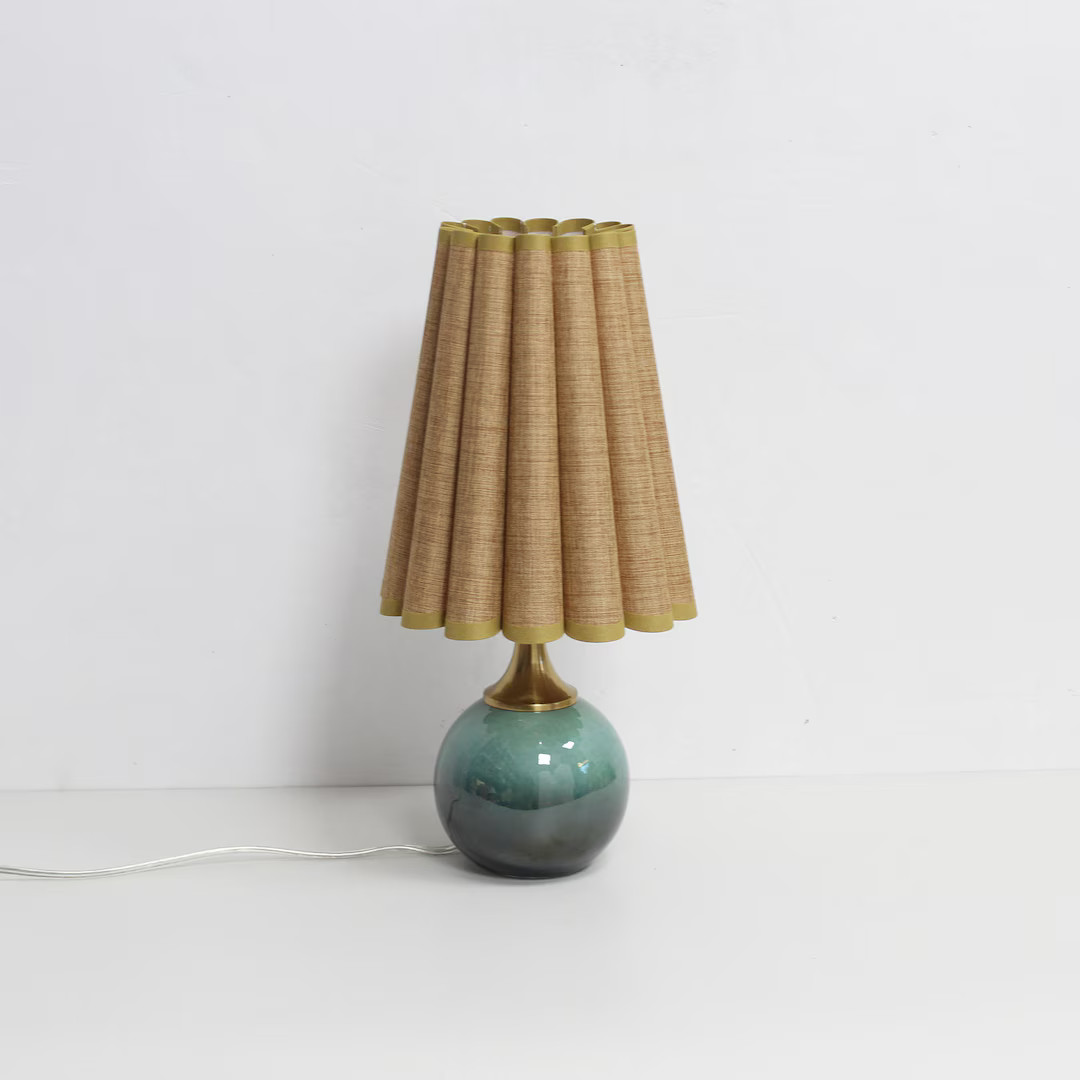 Duzy handmade scallop shape khaki fabric and ceramic base table lamp for home decor-57# | Etsy (US)