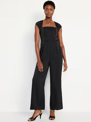 Fit & Flare Satin Jumpsuit | Old Navy (US)