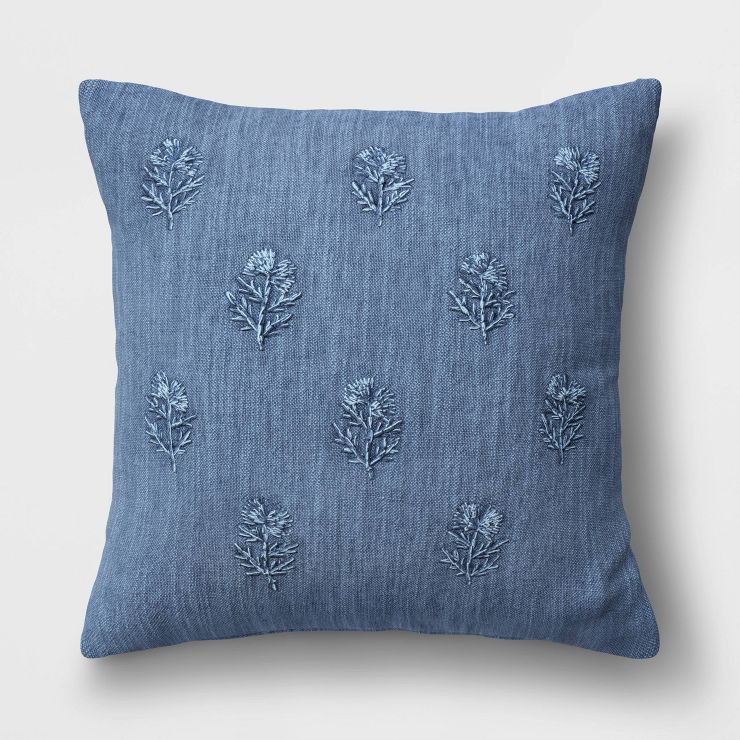 Embroidered Floral Square Throw Pillow - Threshold™ | Target