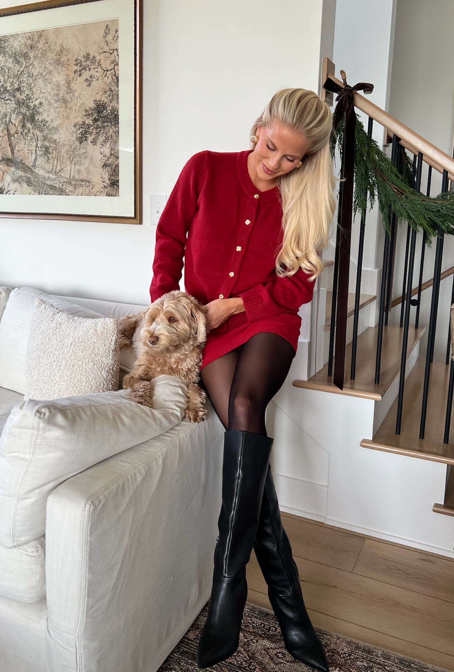 Holiday Outfit ✨
Wearing a medium in my cardigan, small in skort (I cut off the mesh), and boots are true to size.

#kathleenpost 

#LTKSeasonal #LTKParties #LTKHoliday