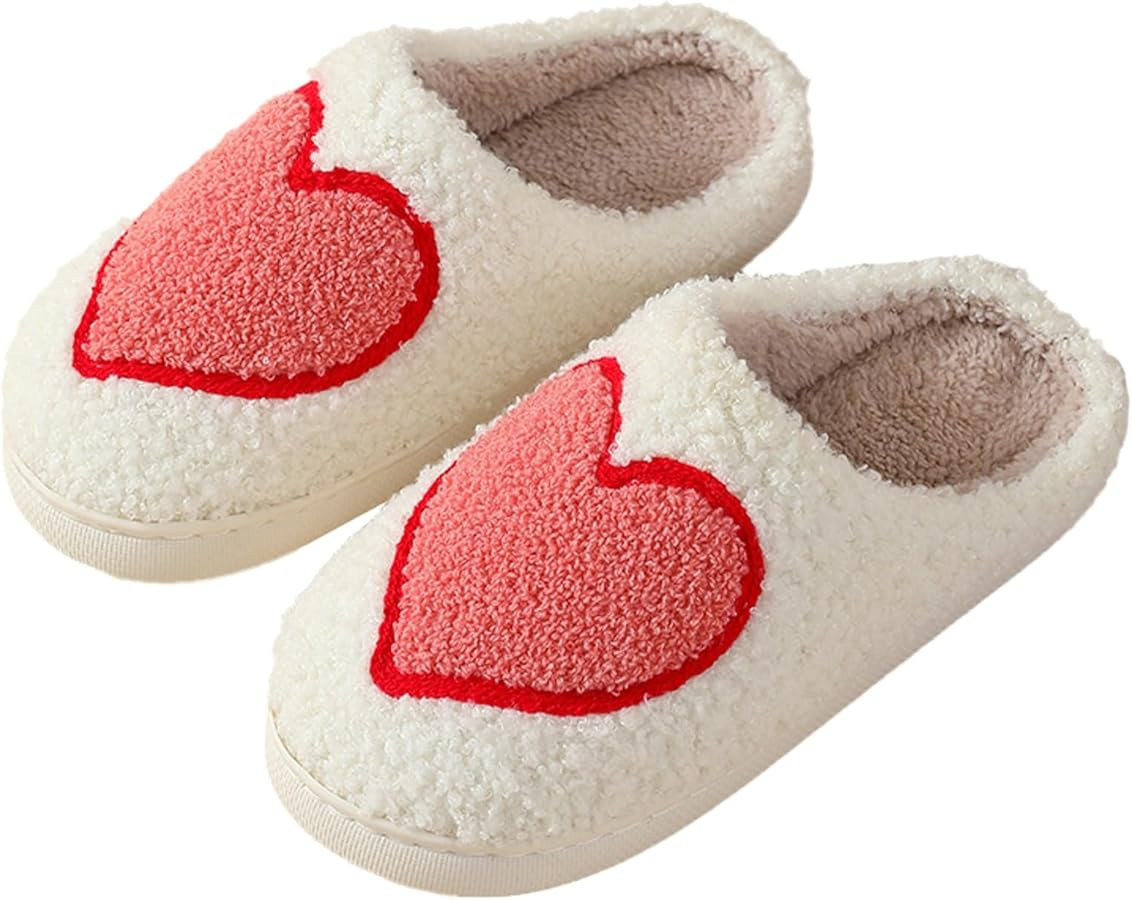 Women Slippers Cute Pattern Big Heart Mushroom Warm Soft Bedroom Shoes Fuzzy Closed Toe Sandals N... | Amazon (US)