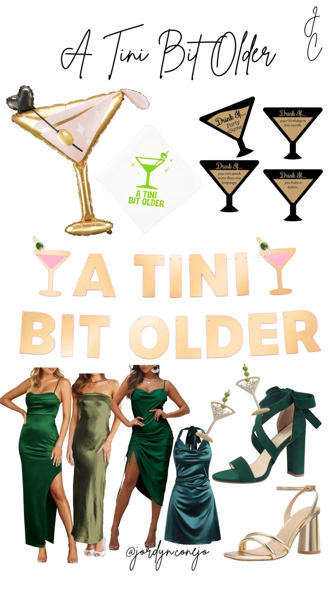 A Tini Bit Older Party
Such a fun theme! A "Tini" bit Older!
Birthday party- Womens party- Themed Birthday Party- Green Dress- Womens Style- Womens Dress- Strapless Dress- Satin Dress- High Heels- Womens Shoes- Gold High Heels- Party Napkins- Party Banners- Party Decor- Martinis-Dirty Martinis- Girls Night 🍸💚

#LTKParties #LTKShoeCrush #LTKStyleTip