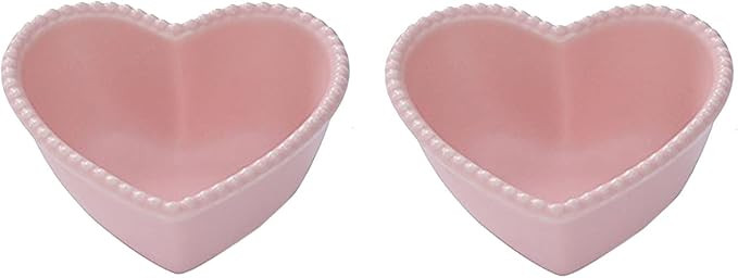 CHOOLD Ceramic Heart-Shaped Pudding Bowls with Beads Edge Baked Bowls Dessert Bowls Oven Bowls Cr... | Amazon (US)