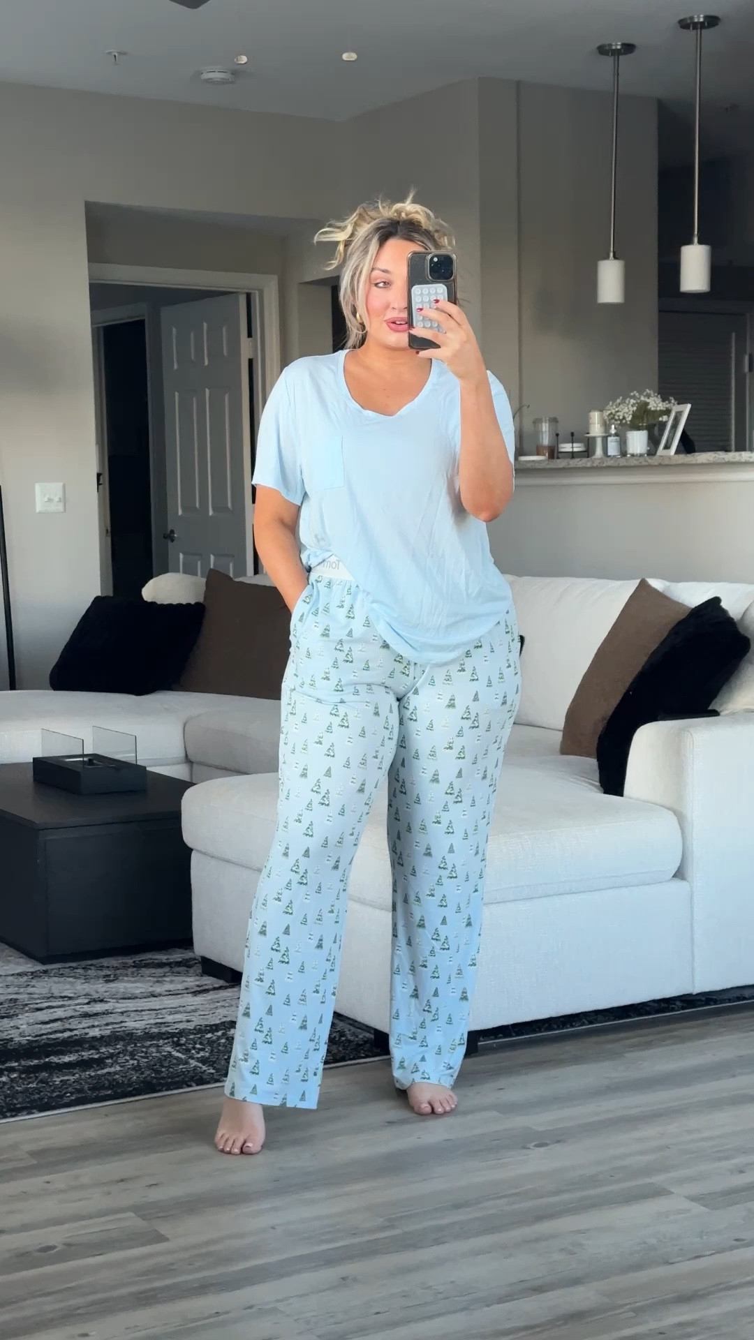 Tommy John Christmas PJs! These are sooo soft and stretchy! Easily my favorite pair! And they make the booty look amazing! Wearing a size medium regular in the bottoms and medium in the top! Also on sale for cyber week!

#LTKCyberWeek #LTKStyleTip #LTKSaleAlert