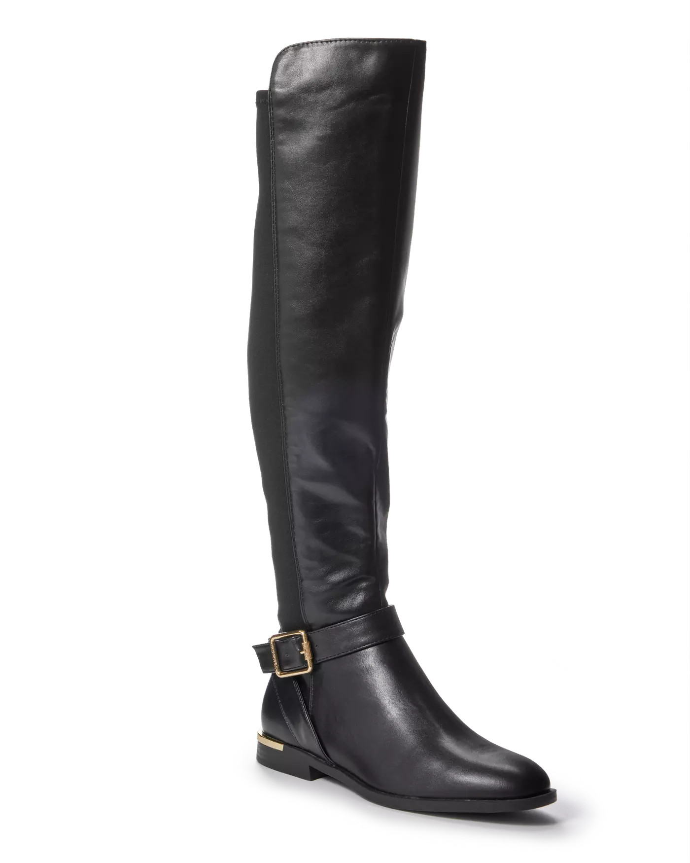 Buckle Detail Flat Tall Boot - Black | Boston Proper | Boston Proper