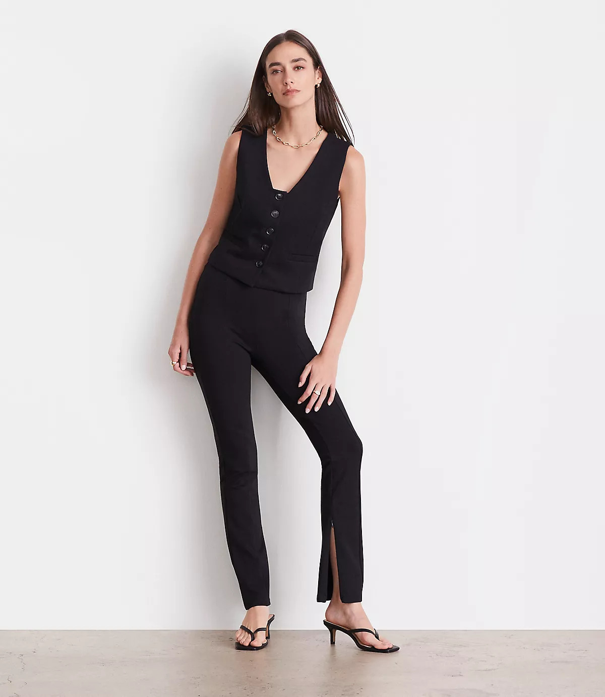 LOFT Versa Ponte Deluxe Split Hem Slim Pants | LOFT