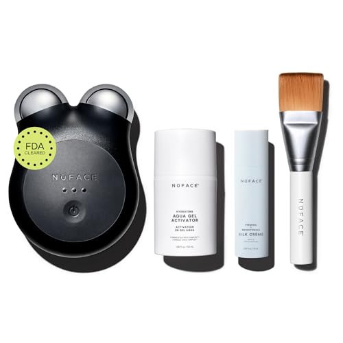 NUFACE MINI+ Microcurrent Facial Device Kit - FDA-Cleared - Neck & Facial Sculpting Tool for Skin Tightening, Contouring, Depuffing, Toning & Support Lymphatic Drainage + Activator Gel, Midnight Black | Amazon (US)