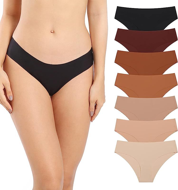 SHARICCA Women Seamless Cheeky Bikini No Show Panties Ladies Invisible Breathable Briefs Soft Str... | Amazon (US)