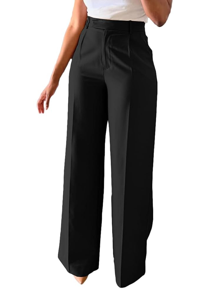 Lucuna Women's Wide Leg Dress Pants High Waisted Straight Leg Slacks Business Office Work Pants T... | Amazon (US)
