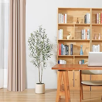 LOMANTO Artificial Olive Trees, 5 ft Tall Fake Olive Trees for Indoor, Faux Olive Silk Tree, Larg... | Amazon (US)