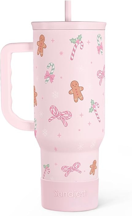 Christmas Theme 40oz Slider Tumbler with Handle and Straw - Insulated Stainless Steel Travel Coff... | Amazon (US)
