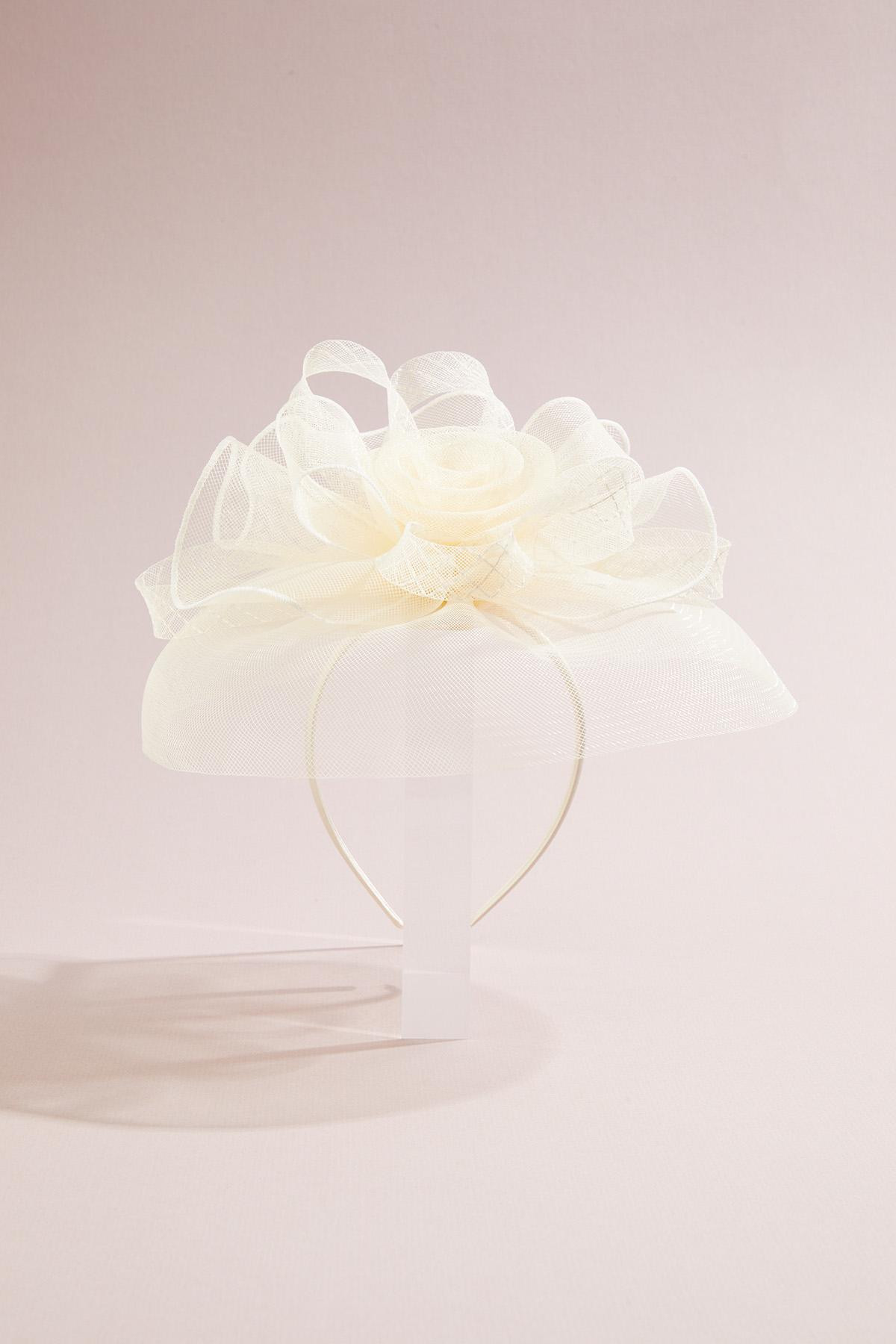 Ivory Layered Rose Veil Fascinator - White | Cato Fashions