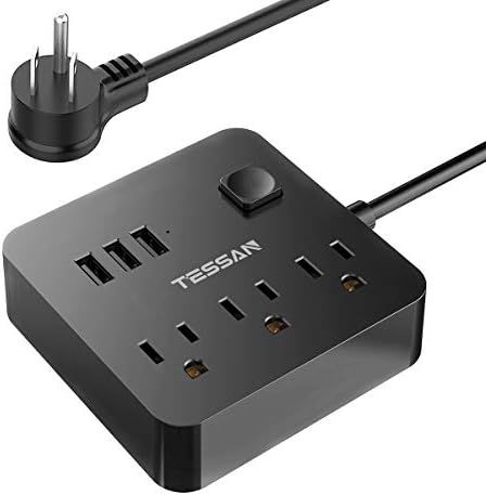 Power Strip with 3 USB 3 Outlet, Desktop Charging Station 5 ft Flat Plug Extension Cord, Small an... | Amazon (US)