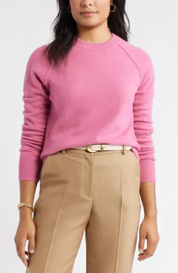 Caslon® Raglan Sleeve Wool & Cashmere Sweater in Pink at Nordstrom Rack, Size Xx-Small | Nordstrom Rack