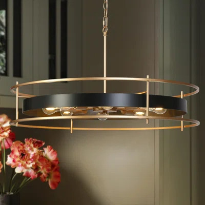 8-Light Large Dimmable Wagon Wheel Drum Chandelier | Wayfair North America
