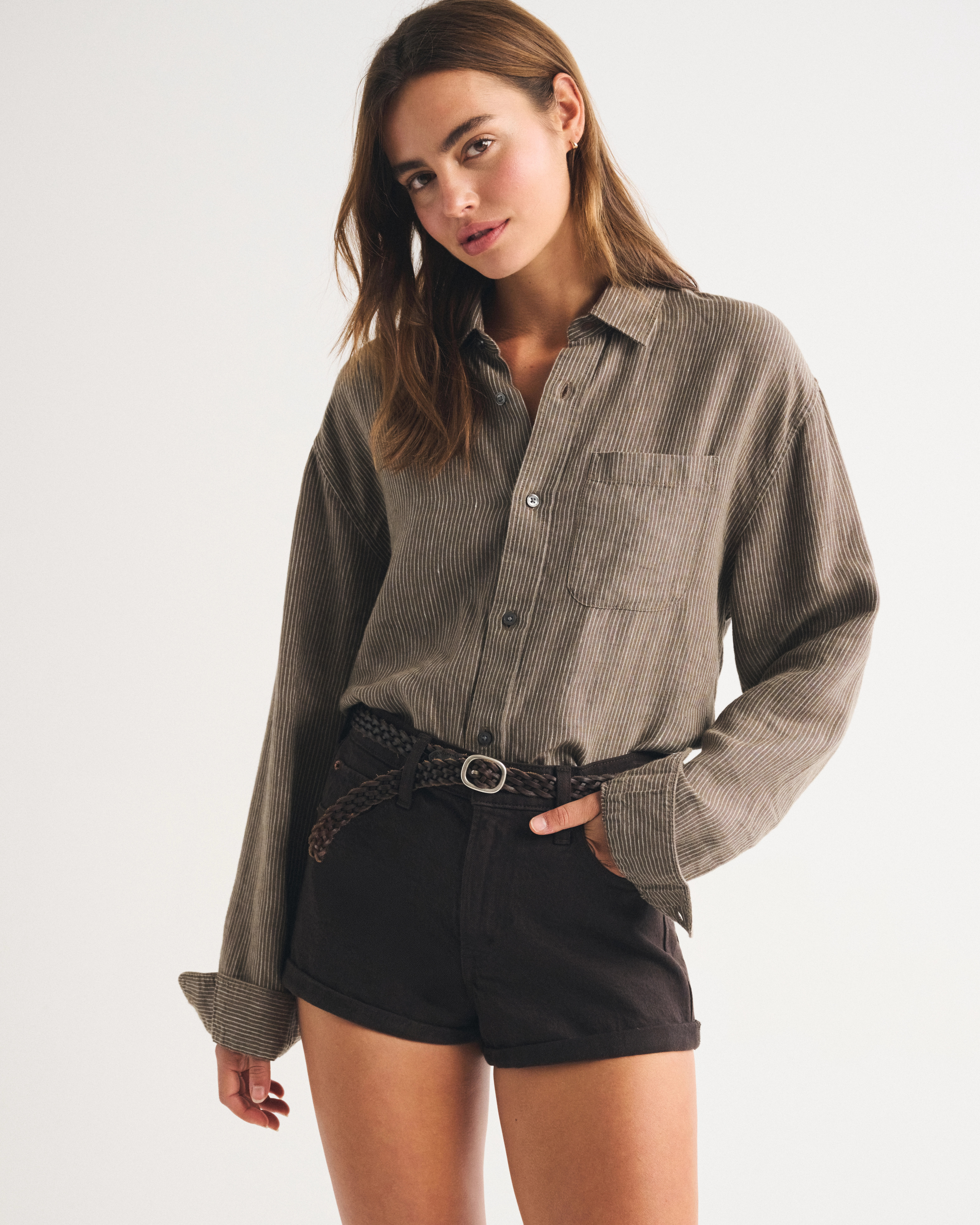 High Rise Denim Micro Short | Abercrombie & Fitch (US)