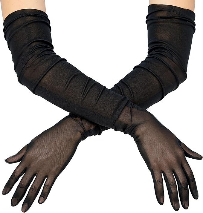 Spooktacular Creations Halloween Women Opera Gloves, Sheer Black Gloves Tulle Mesh Gloves for Adu... | Amazon (US)