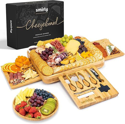 SMIRLY Wood Charcuterie Boards Large - Wine Cheese Platter Set With Charcuterie Accessories, Char... | Amazon (US)