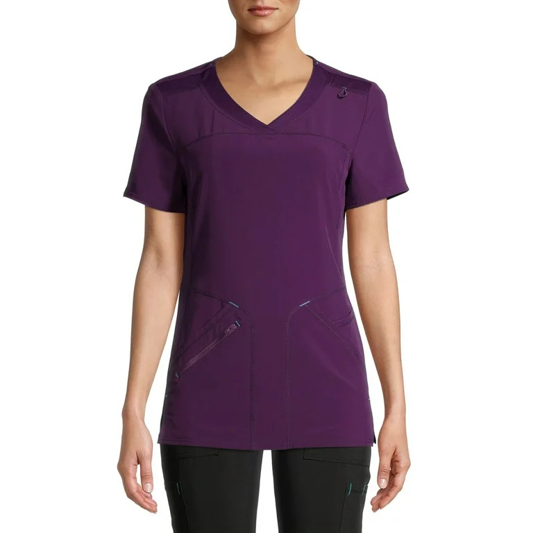 Scrubstar Women's Antimicrobial Premium Performance Tonal Contrast V-Neck Scrub Top - Walmart.com | Walmart (US)