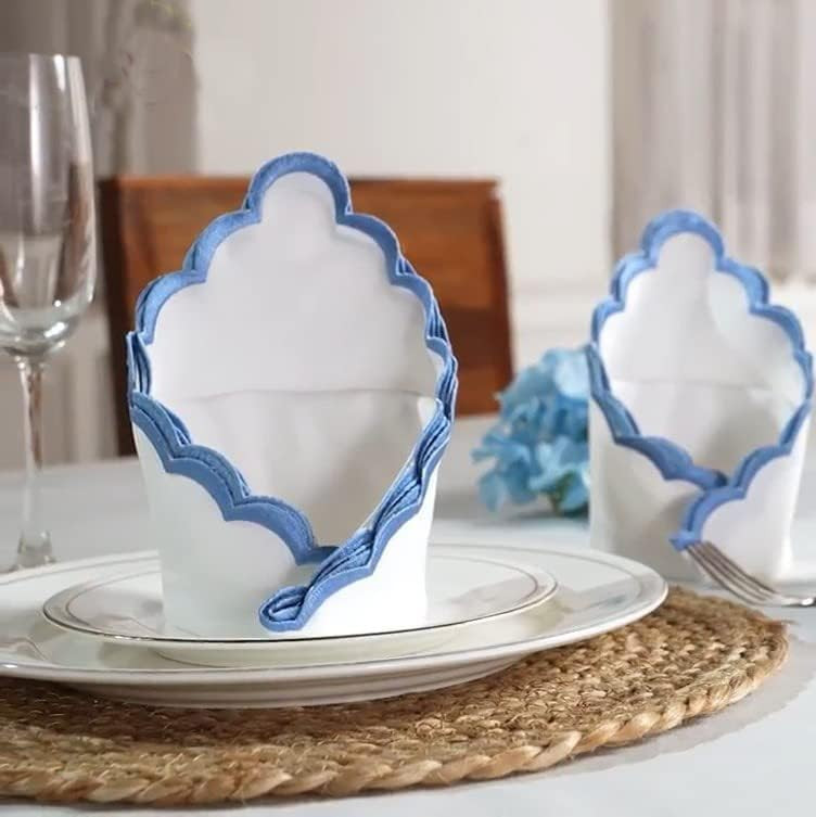 scallop napkins for Dinner Parties, Cocktail Parties, Wedding, Birthday, Baby Showers Set of 4, f... | Amazon (US)