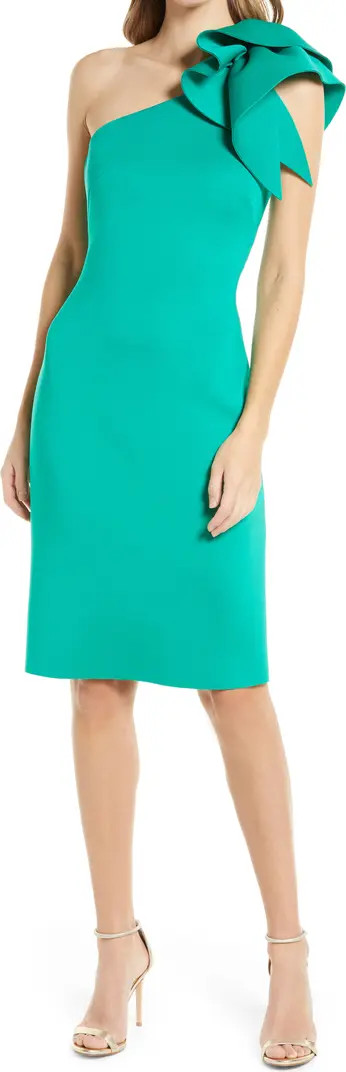 One-Shoulder Scuba Crepe Cocktail Dress | Nordstrom