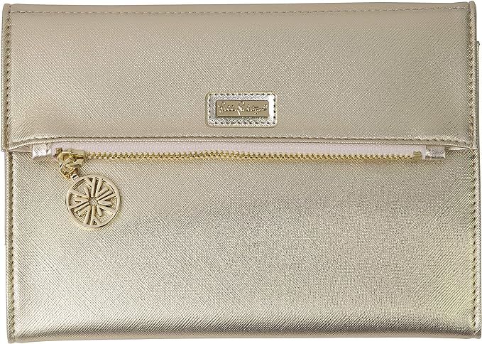 Lilly Pulitzer Women's Vegan Leather Gold Clutch Purse, Travel Wallet with Pocket Notepad, Metall... | Amazon (US)