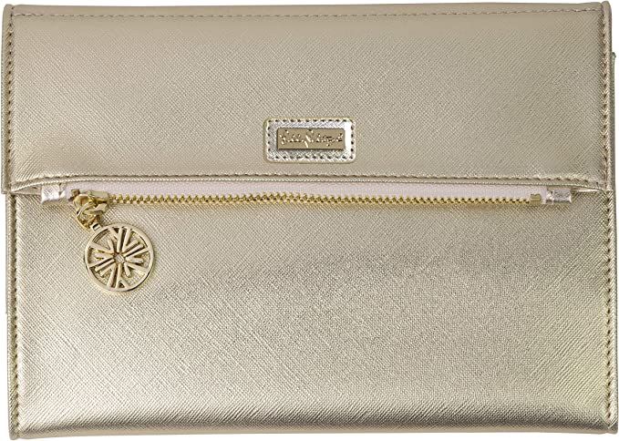 Amazon.com: Lilly Pulitzer Women's Vegan Leather Gold Clutch Purse, Travel Wallet with Pocket Not... | Amazon (US)