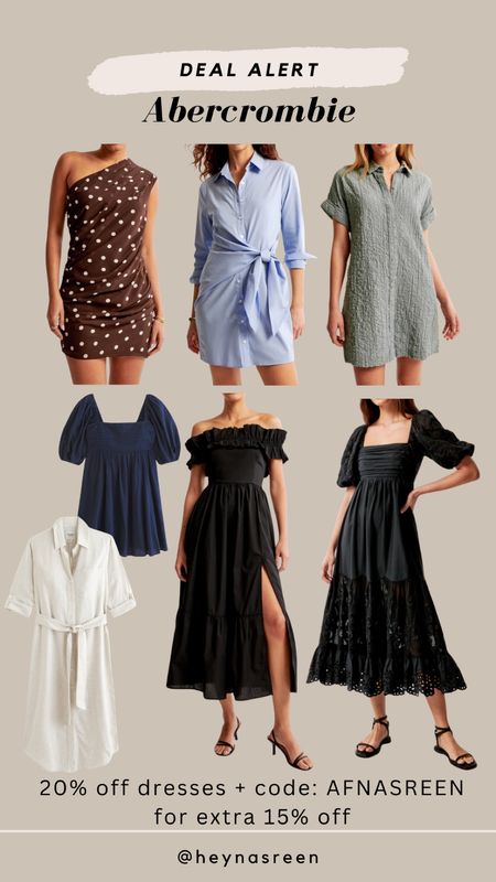 Abercrombie has the cutest dresses for spring and summer, all 20% off right now! My code AFNASREEN stacks for an extra 15% off! 

#LTKsalealert