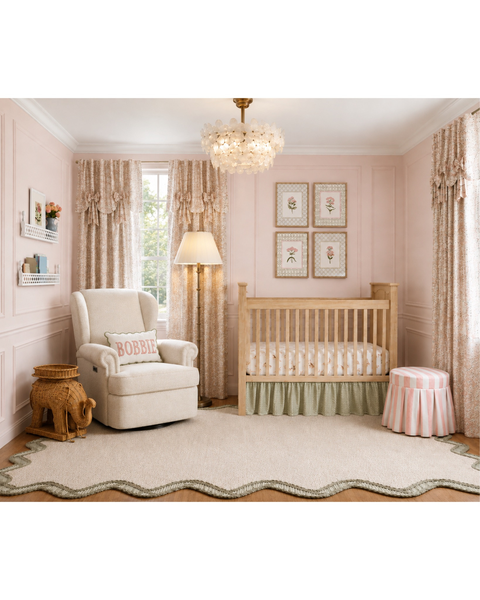 Pink nursery design with green accents!

#LTKHome #LTKSaleAlert #LTKBaby