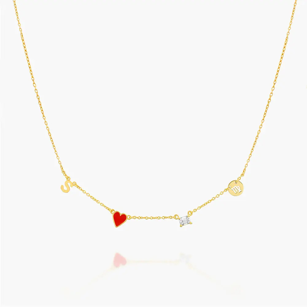 Inez Initial Heart Necklace With Premium Diamond - Gold Vermeil | Oak & Luna (US)