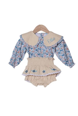 Smocked Fall Floral Skirted Bloomer Set | The Smocked Flamingo