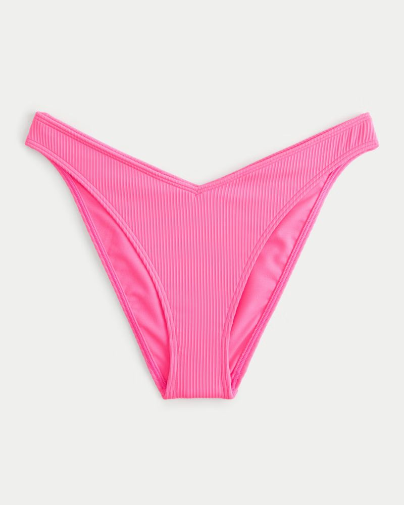 Women's Ribbed V-Front High-Leg Cheeky Bikini Bottom | Women's Swimwear | HollisterCo.com | Hollister (US)