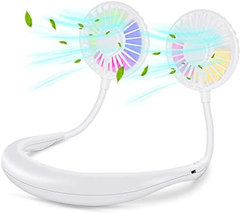 Neck Fan, XINBAOHONG Portable USB Rechargeable LED Fan Headphone Design Hand Free Personal Fan We... | Amazon (US)
